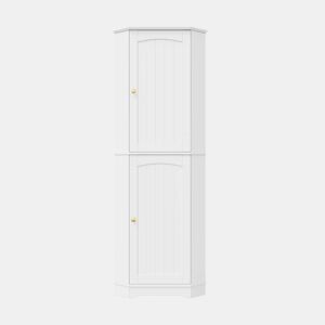 Armário de canto 42 × 42 × 166 cm u2014 com 2 portas e prateleiras ajustáveis para a cozinha, a sala de jantar e a sala de estar u2014 Branco