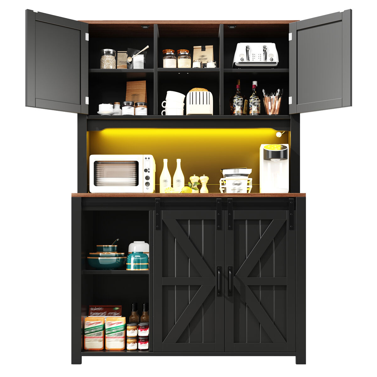Armario de cocina con 4 puertas y 4 cajones 115 Negro