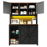 Armário de cozinha de mdf com 4 portas,4 gavetas e luz led,preto