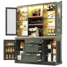Armário de cozinha de mdf com 4 portas,3 gavetas e luz led,verde
