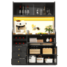 Armário de cozinha de mdf com 5 portas,3 gavetas e luz led,preto