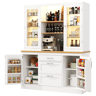 Armário de cozinha de mdf com 4 portas,3 gavetas e luz led,branco