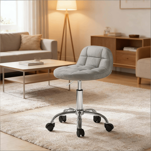 Cadeira de escritório giratória com rodas, tamanho padrão - estilo elegante e multifuncional - cinzento claro Cadeira de escritório giratória com rodas, tamanho padrão - estilo elegante e multifuncional - cinzento claro