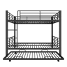 Beliche metálico 140x200 cm - com cama extraível, grade de segurança e escada para crianças e jovens - Preto