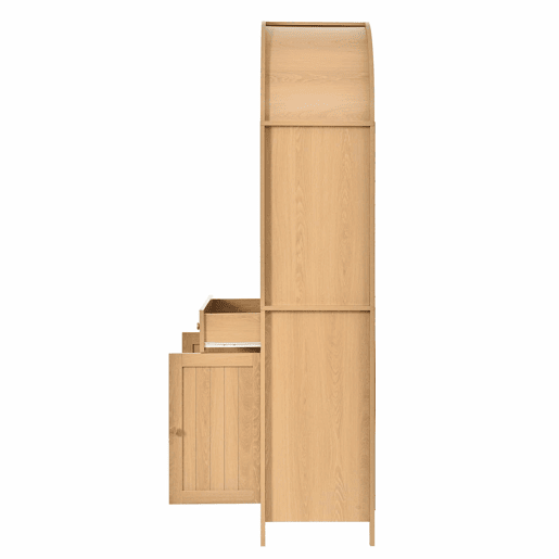Armário alto de 180 cm - Portas duplas com prateleiras para especiarias, design com frente arqueada, móvel auxiliar de cozinha - Natural Armário alto de 180 cm - Portas duplas com prateleiras para especiarias, design com frente arqueada, móvel auxiliar de cozinha - Natural