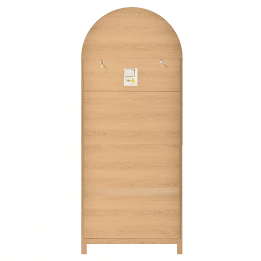Armário alto de 180 cm - Portas duplas com prateleiras para especiarias, design com frente arqueada, móvel auxiliar de cozinha - Natural Armário alto de 180 cm - Portas duplas com prateleiras para especiarias, design com frente arqueada, móvel auxiliar de cozinha - Natural