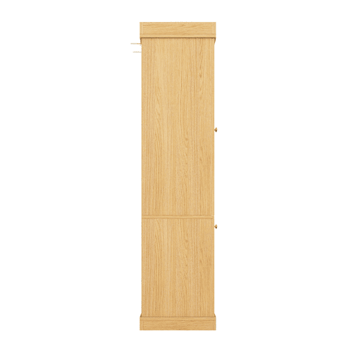 Vitrine alta de 180 cm u2013 com iluminação LED, portas de vidro, espaço de arrumação interior e sistema anti-capotamento u2013 Castanho natural Vitrine alta de 180 cm u2013 com iluminação LED, portas de vidro, espaço de arrumação interior e sistema anti-capotamento u2013 Castanho natural