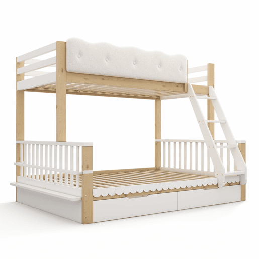 Beliche infantil 90x200140x200 cm u2013 cama embutida em madeira com grade em forma de nuvem, gavetas e porta-revistas, sem colchão u2013 branco e carvalho Beliche infantil 90x200140x200 cm u2013 cama embutida em madeira com grade em forma de nuvem, gavetas e porta-revistas, sem colchão u2013 branco e carvalho