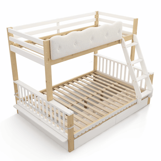 Beliche infantil 90x200140x200 cm u2013 cama embutida em madeira com grade em forma de nuvem, gavetas e porta-revistas, sem colchão u2013 branco e carvalho Beliche infantil 90x200140x200 cm u2013 cama embutida em madeira com grade em forma de nuvem, gavetas e porta-revistas, sem colchão u2013 branco e carvalho