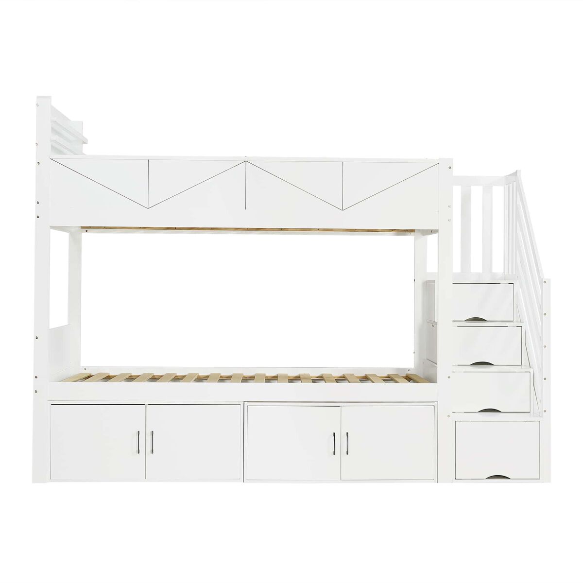 Litera litera 90x200 cm - escalera con almacenamiento, estantes, protección anticaídas y diseño moderno - blanco