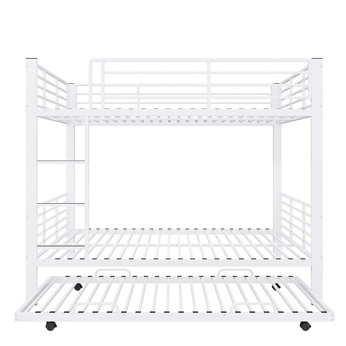 Litera triple metálica 140x200 cm - con cama inferior extraíble, estructura resistente para niños y jóvenes - blanco