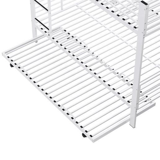 Beliche triplo metálico 140x200 cm - com cama inferior extraível, estrutura resistente para crianças e jovens - Branco