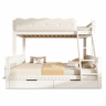 Beliche infantil 90x200140x200 cm - cama familiar de madeira com grade em forma de nuvem, gavetas e porta-revistas - Branco
