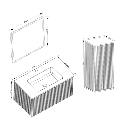 Conjunto de mobiliário de casa de banho de 61 cm u2013 suspenso com lavatório, espelho LED quadrado e armário auxiliar moderno u2013 Branco Conjunto de mobiliário de casa de banho de 61 cm u2013 suspenso com lavatório, espelho LED quadrado e armário auxiliar moderno u2013 Branco