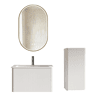 Conjunto de mobiliário de casa de banho de 61 cm u2013 lavatório suspenso, espelho LED oval com moldura dourada e armário auxiliar u2013 Branco