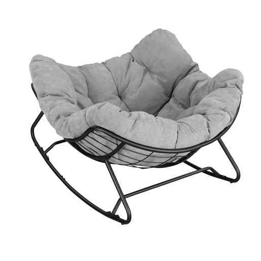 Poltrona em forma de ovo 102x75 cm - Balancim semicircular para varanda e sala de estar - Cinza claro Poltrona em forma de ovo 102x75 cm - Balancim semicircular para varanda e sala de estar - Cinza claro