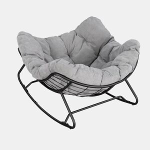 Poltrona em forma de ovo 102x75 cm - Balancim semicircular para varanda e sala de estar - Cinza claro