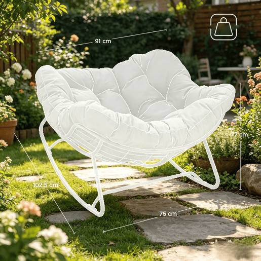 Poltrona em forma de ovo 102x75 cm - Balancim semicircular para varanda e sala de estar - Cinza claro Poltrona em forma de ovo 102x75 cm - Balancim semicircular para varanda e sala de estar - Cinza claro