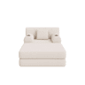 Sofá-cama individual de 1 lugar - poltrona reclinável em veludo com apoio para os pés, encosto alto, estrutura metálica, espuma de alta densidade, porta-copos e bolsos laterais - Bege