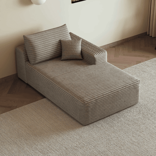 Sofá-cama 175 x 95 cm - modular, estofado em veludo cotelê, 1 lugar - Camel Sofá-cama 175 x 95 cm - modular, estofado em veludo cotelê, 1 lugar - Camel