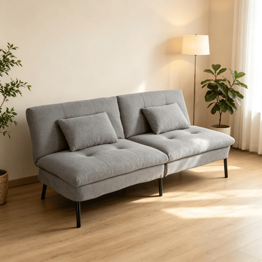 Sofá-cama de 2 lugares, 185 x 64 cm u2013 Transformável, confortável e multifuncional para o quarto u2013 Cinza escuro Sofá-cama de 2 lugares, 185 x 64 cm u2013 Transformável, confortável e multifuncional para o quarto u2013 Cinza escuro