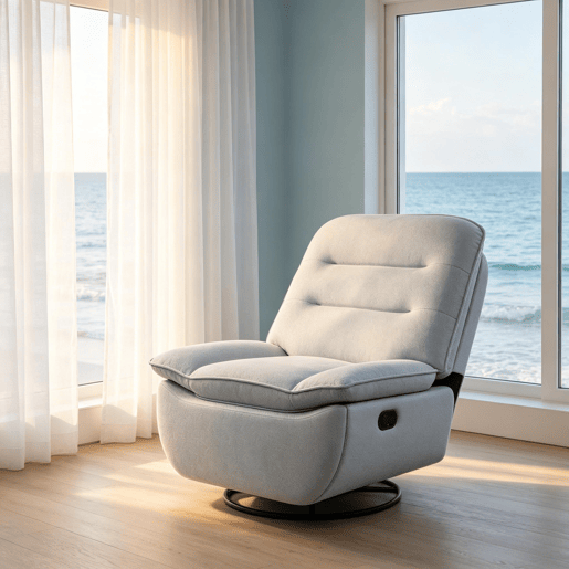 Poltrona reclinável 80x80 cm - sofá moderno para a sala, assento relaxante e cadeira de baloiço confortável - azul claro Poltrona reclinável 80x80 cm - sofá moderno para a sala, assento relaxante e cadeira de baloiço confortável - azul claro