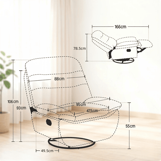 Poltrona reclinável 80x80 cm - sofá moderno para a sala, assento relaxante e cadeira de baloiço confortável - azul claro Poltrona reclinável 80x80 cm - sofá moderno para a sala, assento relaxante e cadeira de baloiço confortável - azul claro