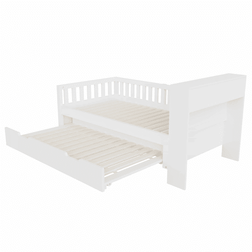 Cama infantil 90x200 cm - cama extraível, arrumação, tomada e LED, barreira de segurança - Branco