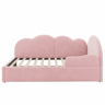 Sofá-cama de canto 90x200+90x190 - Cama extensível com cabeceira em forma de nuvem, design compacto e multifuncional - Rosa