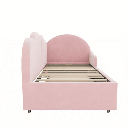 Sofá-cama de canto 90x200+90x190 - Cama extensível com cabeceira em forma de nuvem, design compacto e multifuncional - Rosa