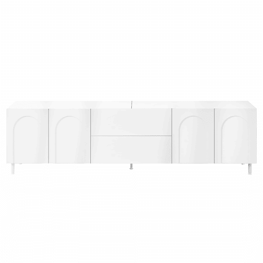 Conjunto de sala de estar de 2 peças - portas arqueadas, pés de aço e arrumação em MDF - Branco Conjunto de sala de estar de 2 peças - portas arqueadas, pés de aço e arrumação em MDF - Branco