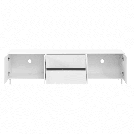 Conjunto de sala de estar de 2 peças - portas arqueadas, pés de aço e arrumação em MDF - Branco Conjunto de sala de estar de 2 peças - portas arqueadas, pés de aço e arrumação em MDF - Branco