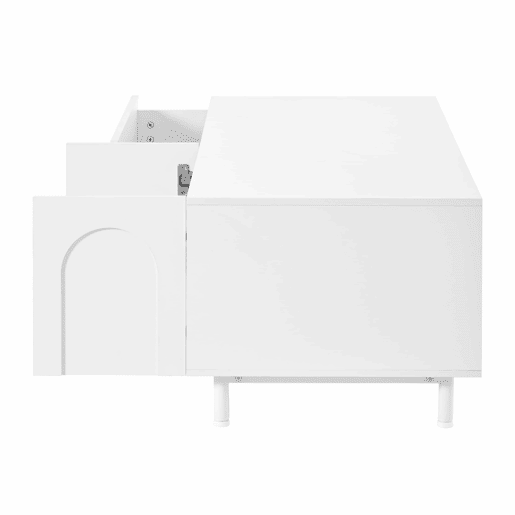 Conjunto de sala de estar de 2 peças - portas arqueadas, pés de aço e arrumação em MDF - Branco Conjunto de sala de estar de 2 peças - portas arqueadas, pés de aço e arrumação em MDF - Branco