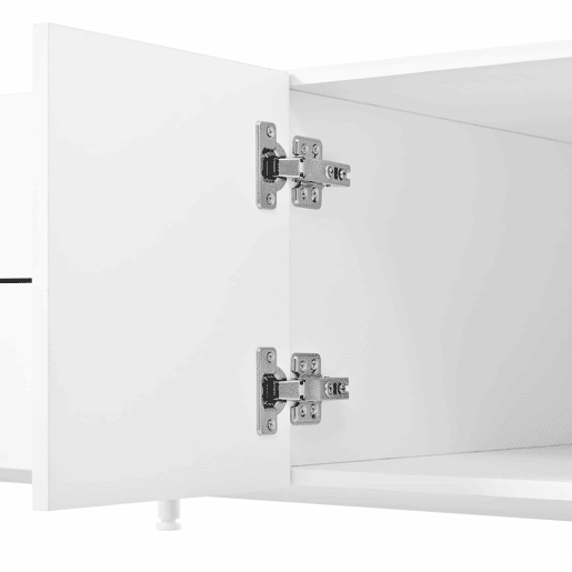 Conjunto de sala de estar de 2 peças - portas arqueadas, pés de aço e arrumação em MDF - Branco Conjunto de sala de estar de 2 peças - portas arqueadas, pés de aço e arrumação em MDF - Branco