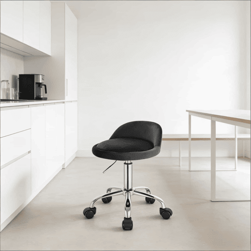 Cadeira de escritório giratória - Design ergonómico e prático para salões de maquilhagem, cabeleireiros e estúdios - Cinza escuro