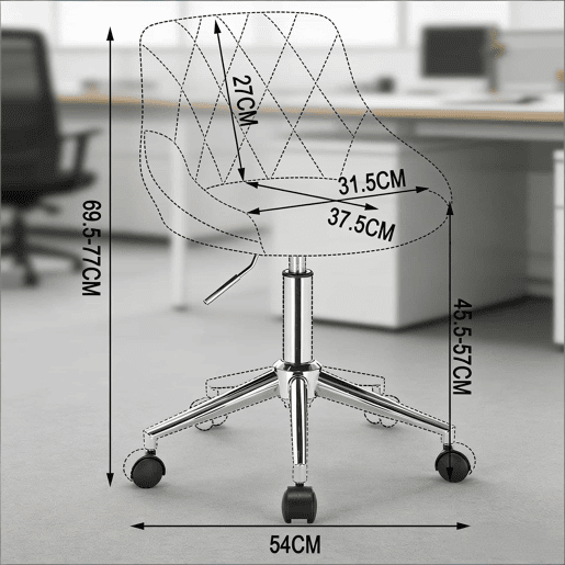 Cadeira de escritório giratória - Design ergonómico com rodas para escritório e teletrabalho - Cinza claro