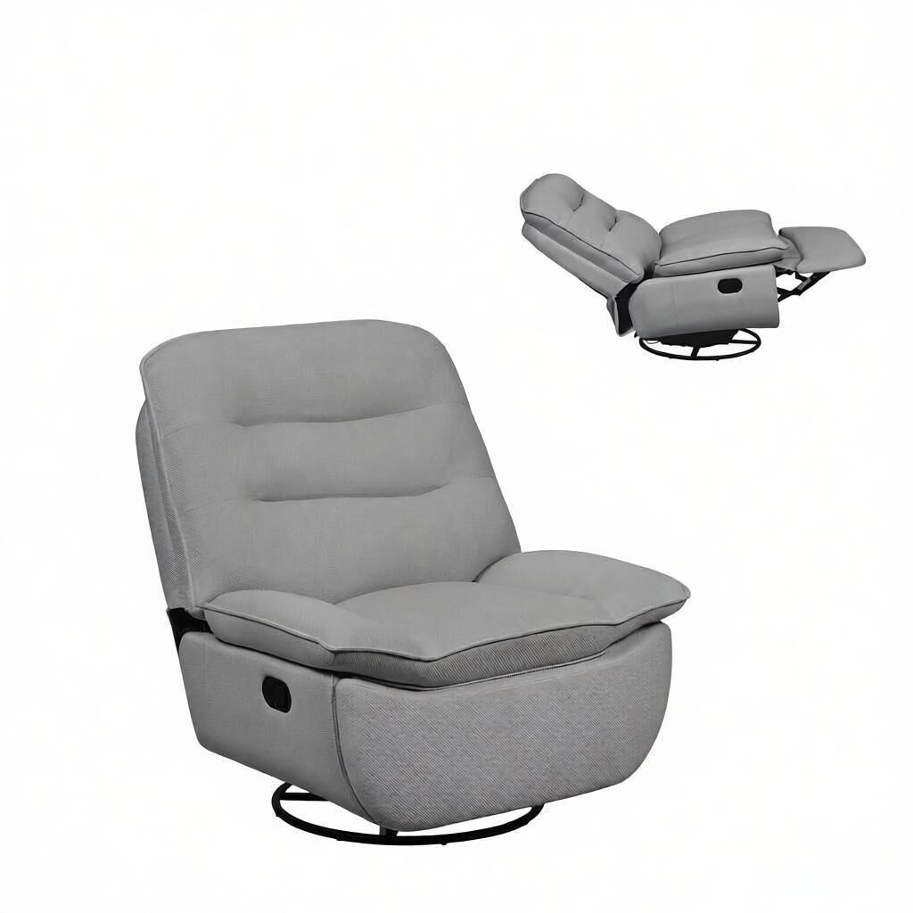 Sillón relax giratorio 95x49,5 cm - moderno tapizado, mecedora cómoda para salón - gris oscuro