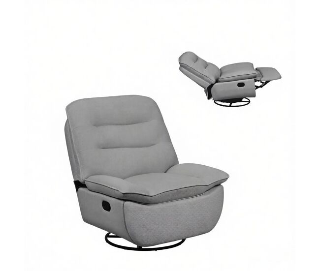 Sillón relax giratorio 95x49,5 cm - moderno tapizado, mecedora cómoda para salón - gris oscuro