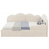 Sofá-cama de canto 90x200+90x190 cm - Design em L com encosto em forma de nuvem, poupa espaço, transforma-se em cama infantil ou de hóspedes - Bege