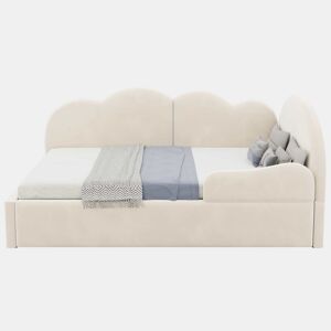 Sofá-cama de canto 90x200+90x190 cm - Design em L com encosto em forma de nuvem, poupa espaço, transforma-se em cama infantil ou de hóspedes - Bege