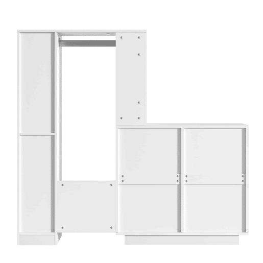 Roupeiro 139 x 35 x 133 cm - aberto, com varão para pendurar, 6 gavetas e prateleiras laterais, multifuncional - branco