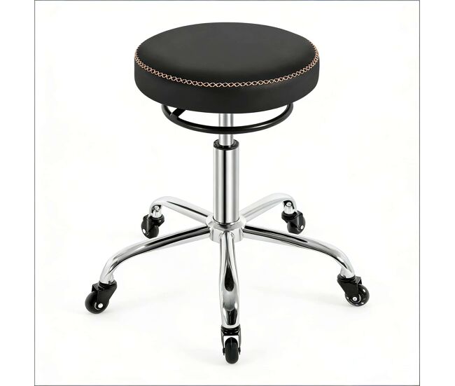 Silla de oficina giratoria tamaño estándar - cómoda, móvil y multifuncional (peluquería, masaje, bar) - negro