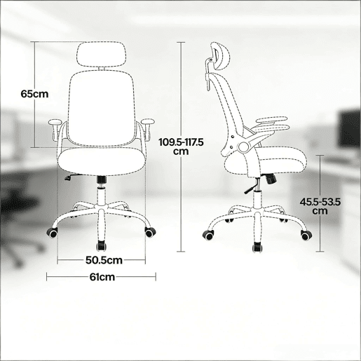 Cadeira de escritório 63,5 x 47 x 117,5 cm - encosto alto, ergonómica, confortável para trabalhar no computador e em reuniões - cinzento claro Cadeira de escritório 63,5 x 47 x 117,5 cm - encosto alto, ergonómica, confortável para trabalhar no computador e em reuniões - cinzento claro
