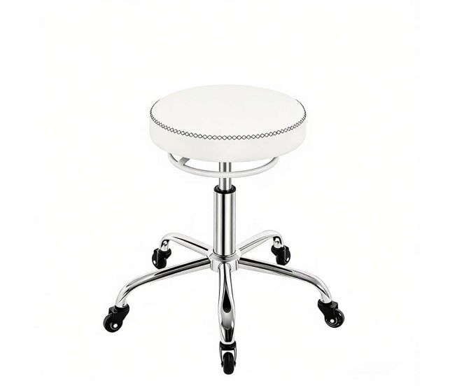 Silla giratoria multifuncional de oficina, peluquería y bar - cómoda, móvil y ergonómica - blanco