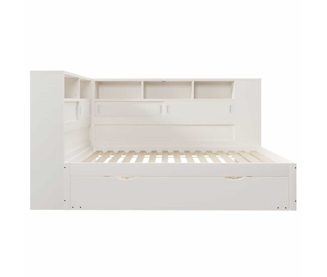 Cama nido infantil 90x200/90x190 cm - cama auxiliar extraíble, sofá cama con almacenaje y usb - blanco