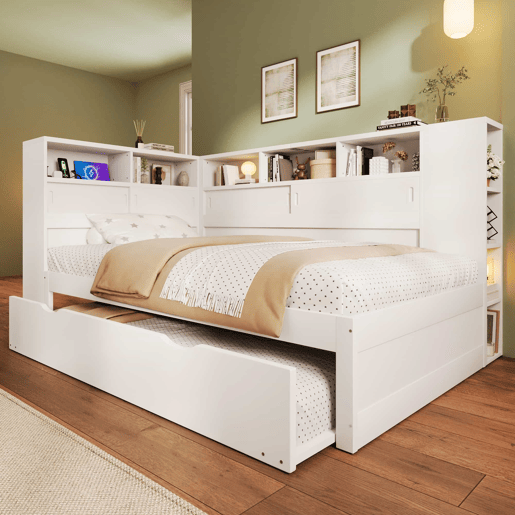 Cama-cesto infantil 90x20090x190 cm - cama auxiliar extraível, sofá-cama com arrumação e USB - Branco Cama-cesto infantil 90x20090x190 cm - cama auxiliar extraível, sofá-cama com arrumação e USB - Branco