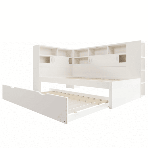 Cama-cesto infantil 90x20090x190 cm - cama auxiliar extraível, sofá-cama com arrumação e USB - Branco Cama-cesto infantil 90x20090x190 cm - cama auxiliar extraível, sofá-cama com arrumação e USB - Branco