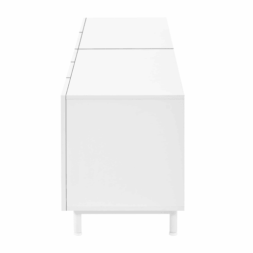 Móvel de TV de 180 cm com 4 portas e 2 gavetas - design moderno com portas curvas, pés de aço e muito espaço de arrumação - branco
