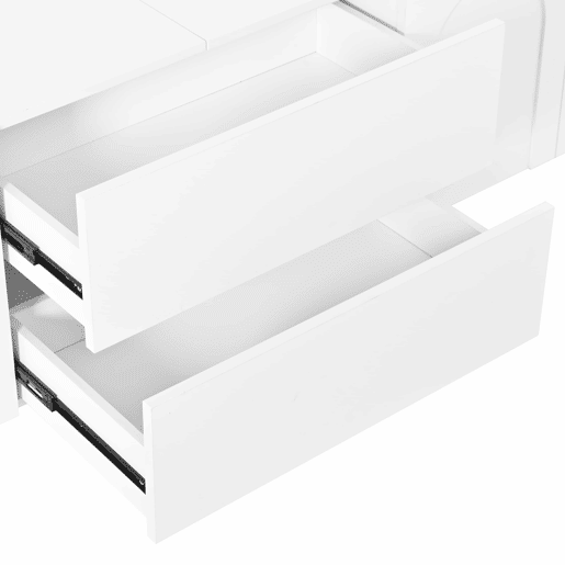 Móvel de TV de 180 cm com 4 portas e 2 gavetas - design moderno com portas curvas, pés de aço e muito espaço de arrumação - branco