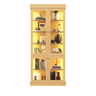 Vitrina alta de 180 cm com LED e portas de vidro u2014 design moderno, prateleiras ajustáveis e sistema anti-tombamento u2014 Castanho natural